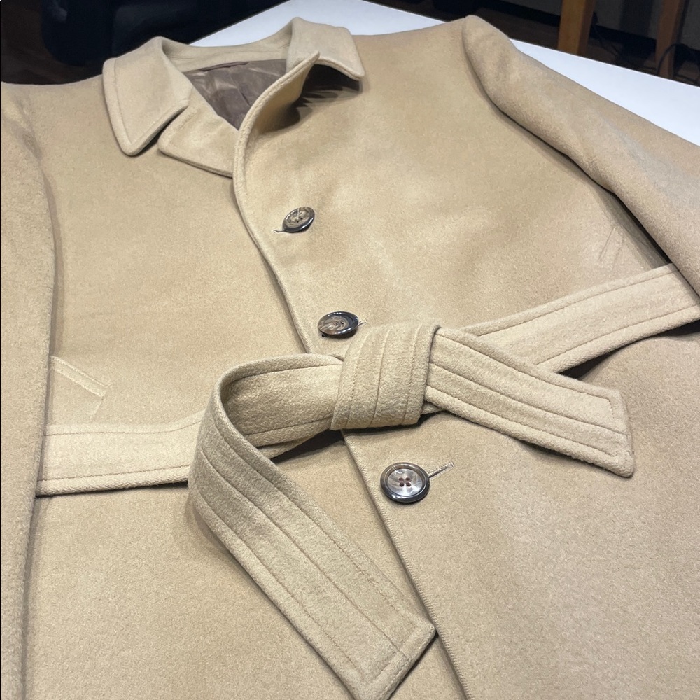 Crombie Overcoat Single-Breasted in Tan Wool Size 46XL - Picture 9 of 14